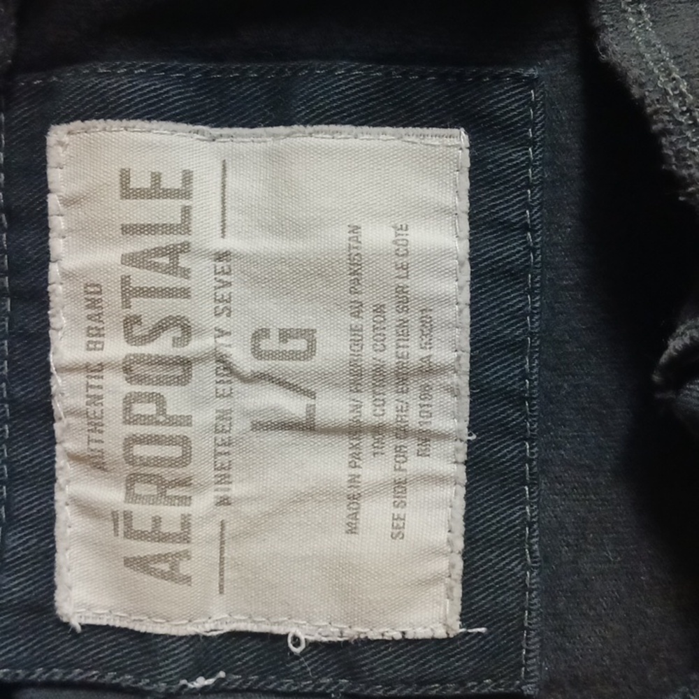 Aeropostale Faded Black Henley Long Sleeve Shirt Y2K Grunge Punk Size L - Picture 3 of 8